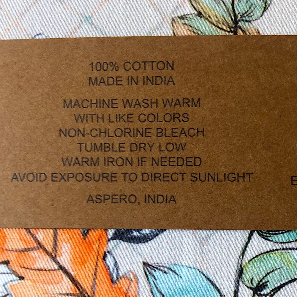 French Country Cotton Table Dinner Napkins Botanical SET (4) cream teal NEW
